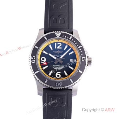 BLS Factory Breitling 44 mm Superocean Replica Watch Yellow Inner & Black Dial